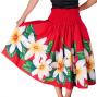 Hula Pa'u Skirt with Tiare Print / Red /G2272