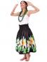 Hula Pa'u Skirt with Tiare Print / Black /G2280