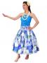 Hula Pa'u Skirt with Flower Print / Blue / J2303