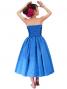 Hula Strapless Shantung Dress with Lehua Embroidery / Blue  / G2308bl