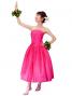 Hula Strapless Shantung Dress with Lehua Embroidery / Pink  / G2308pi