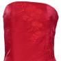 Hula Strapless Shantung Dress with Lehua Embroidery / Red  / G2308r