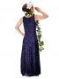 Hula Embossed Velvet Dress with Lokelani  / Navy / G2309nva