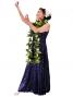 Hula Embossed Velvet Dress with Lokelani  / Navy / G2309nva