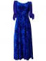 Hula Floral Embosed Velvet Dress with Ciffon sleeves  / Blue / G2337bl