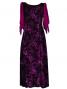 Hula Floral Embosed Velvet Dress with Ciffon sleeves  / Purple / G2337p
