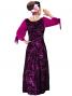 Hula Floral Embosed Velvet Dress with Ciffon sleeves  / Purple / G2337p