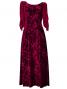 Hula Floral Embosed Velvet Dress with Ciffon sleeves  / Wine / G2337wi