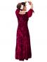 Hula Floral Embosed Velvet Dress with Ciffon sleeves  / Wine / G2337wi