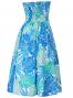 Hula Strapless Dress with Monstera / Blue  / G2345bl
