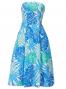 Hula Strapless Dress with Monstera / Blue  / G2345bl