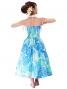 Hula Strapless Dress with Monstera / Blue  / G2345bl