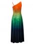 Hula One Shoulder Gradation Velvet Dress / Luxury Collection / Orange & Green / J2347orgr