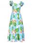 Hula Long Dress with Lehua Print / Blue / G2379bl