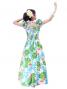 Hula Long Dress with Lehua Print / Blue / G2379bl