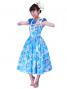 Hula Midi Dress with Hibiscus Print / Blue / G2380bl