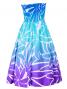 Hula Strapless Dress with Tiare / Blue & Purple  / G2428blpu