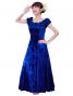 Hula Off Shoulder Dress with Crushed Velvet / Blue / G2429bl