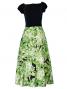 Hula Paff Sleeve Dress with Velvet & Protea Print / Green / G2432gr