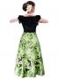 Hula Paff Sleeve Dress with Velvet & Protea Print / Green / G2432gr