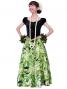Hula Paff Sleeve Dress with Velvet & Protea Print / Green / G2432gr