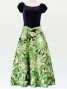 Hula Paff Sleeve Dress with Velvet & Protea Print / Green / G2432gr