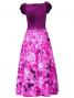 Hula Paff Sleeve Dress with Velvet & Protea Print / Pink / G2432pi