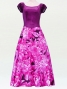 Hula Paff Sleeve Dress with Velvet & Protea Print / Pink / G2432pi
