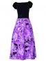 Hula Paff Sleeve Dress with Velvet & Protea Print / Purple / G2432pu