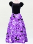Hula Paff Sleeve Dress with Velvet & Protea Print / Purple / G2432pu