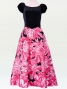 Hula Paff Sleeve Dress with Velvet & Protea Print / Red / G2432rd