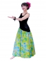 Hula One Shoulder Velvet & Plumeria Dress / Black & Blue-Green / G2483gr