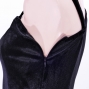 Hula One Shoulder Velvet & Plumeria Dress / Black & Blue-Green / G2483gr
