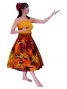 Hula Pa'u Skirt / Torch Ginger & Bird of Paradise / Orange / J2504