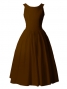 Hula Midi Yoke Dress with Hawaiian Solid Fabric / Brown / G2551br