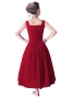 Hula Midi Yoke Dress with Hawaiian Solid Fabric / Red / G2551rd