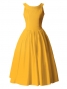 Hula Midi Yoke Dress with Hawaiian Solid Fabric / Yellow/ G2551ye