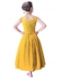 Hula Midi Yoke Dress with Hawaiian Solid Fabric / Yellow/ G2551ye