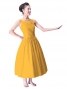 Hula Midi Yoke Dress with Hawaiian Solid Fabric / Yellow/ G2551ye
