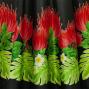 Hula Long Dress with Lehua Print / Luxury Collection / Black / J2555bk