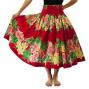 Hula Pa'u Skirt with Hibiscus & Plumeria Print / Red/ J2584