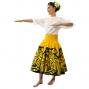 Hula Pa'u Skirt with Plumeria & Monstera Print / Yellow & Black / J2588
