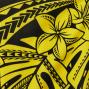 Hula Pa'u Skirt with Plumeria & Monstera Print / Yellow & Black / J2588