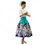 Hula Pa'u Skirt with Plumeria & Monstera Print / Aqua & Navy / J2596
