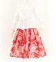 3-PIECE SET / Hula Pa'u Skirt / Rose Print / Red / J2611-3