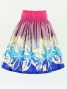 Hula Pa'u Skirt with Tiare Print / Pink & Blue / G2617