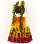 Hula Pa'u Skirt with Tiare Print / Orange & Red / J2619