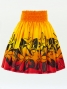 Hula Pa'u Skirt with Tiare Print / Orange & Red / J2619