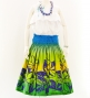 Hula Pa'u Skirt with Tiare Print / Blue & Green / G2621