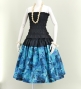 Hula Pa'u Skirt with Botanical Print / Teal / G2637